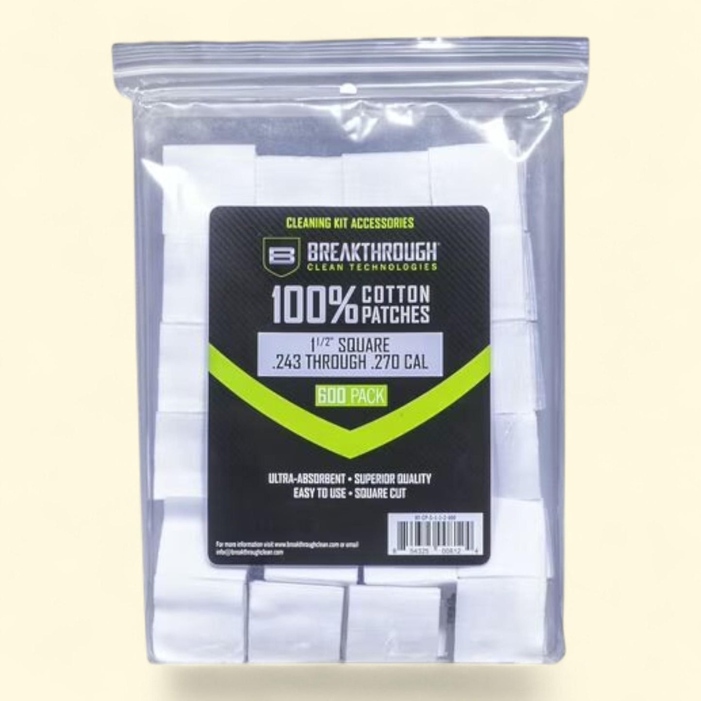 Breakthrough Clean Technologies Cotton Patches, 1.5" Square, 600-Pack
