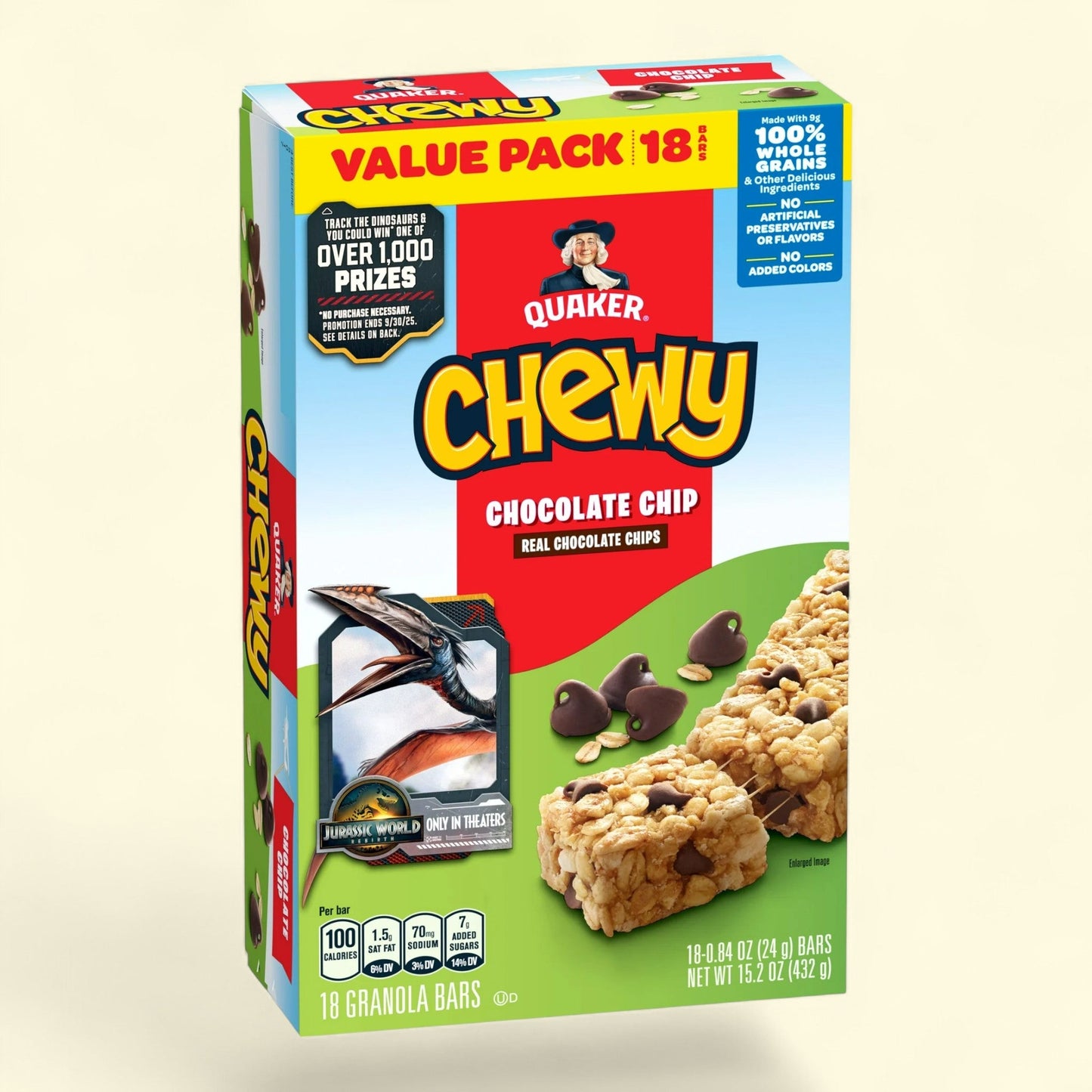 Quaker Chewy Chocolate Chip Granola Bars, 18 Count, 0.84 oz Bars