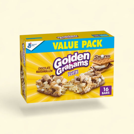 Golden Grahams S'mores Treat Bars, 16 Ct, 16.96 oz — authentic US product shipped worldwide by Treatspree