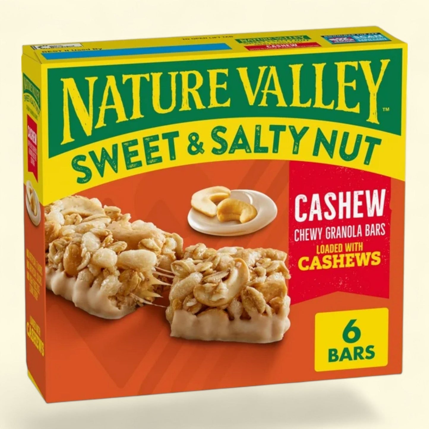 Nature Valley Granola Bars, Sweet and Salty Nut, Cashew, 6 Bars, 7.2 oz