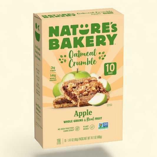 Nature's Bakery, Oatmeal Crumble Apple, 10 Breakfast Snack Bars, 1.41 oz