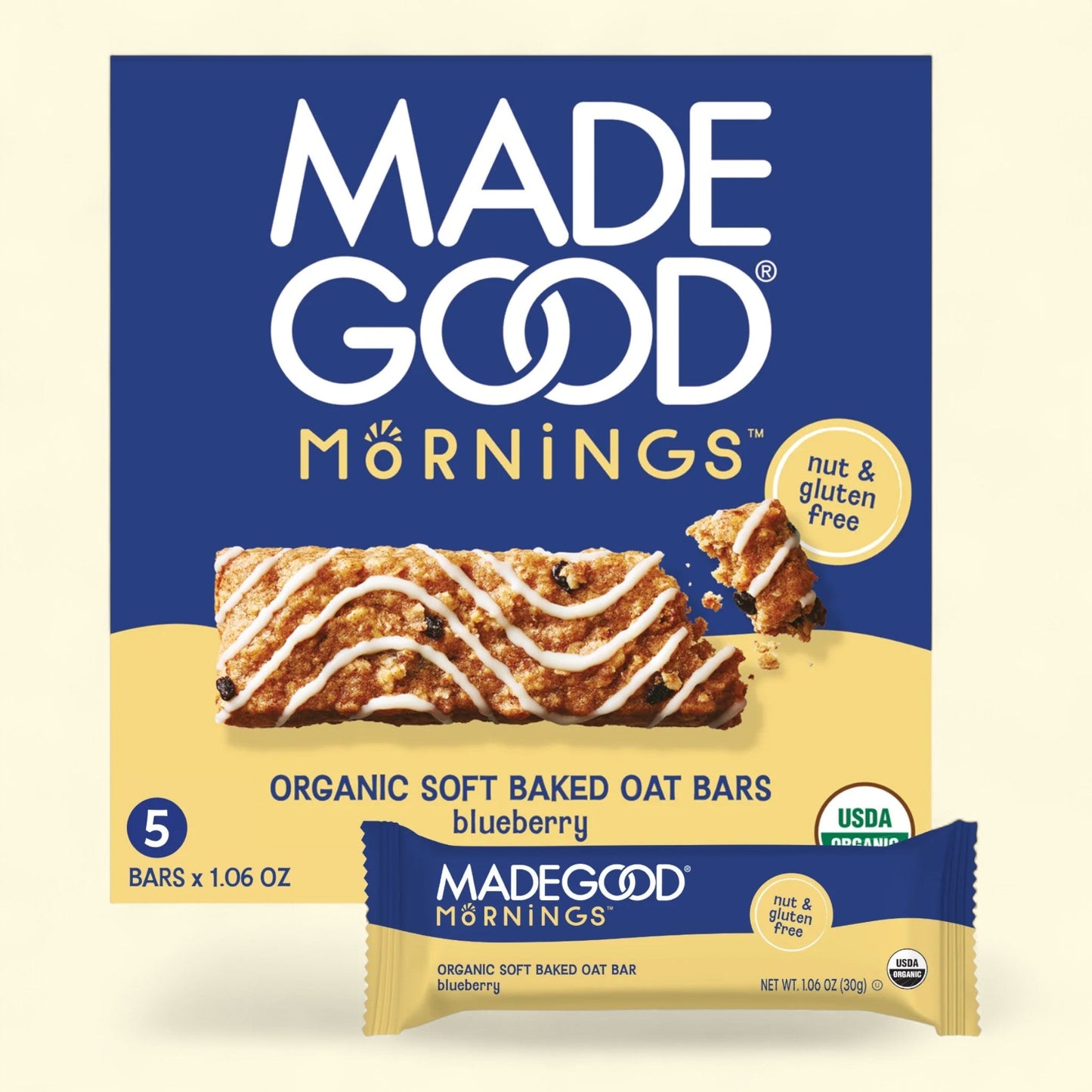 MadeGood, Blueberry Breakfast Bars, 5 ct