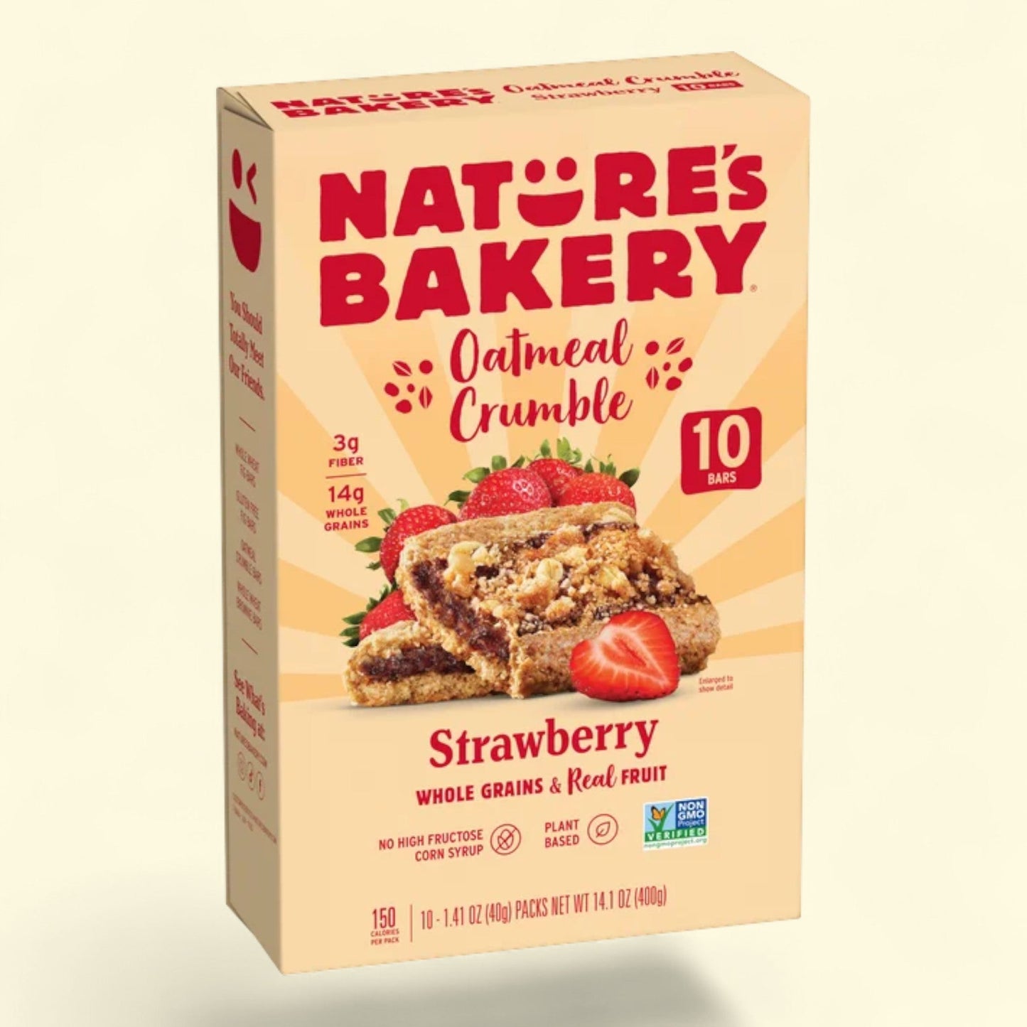 Nature's Bakery, Oatmeal Crumble Strawberry Breakfast Snack Bars, 1.41 oz, 10 Count