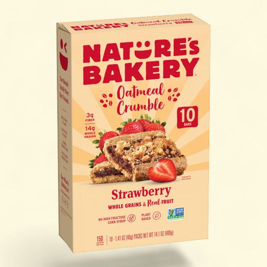 Nature's Bakery, Oatmeal Crumble Strawberry Breakfast Snack Bars, 1.41 oz, 10 Count