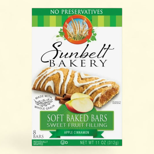 Sunbelt Bakery soft baked bars sweet fruit filling with apple cinnamon flavor