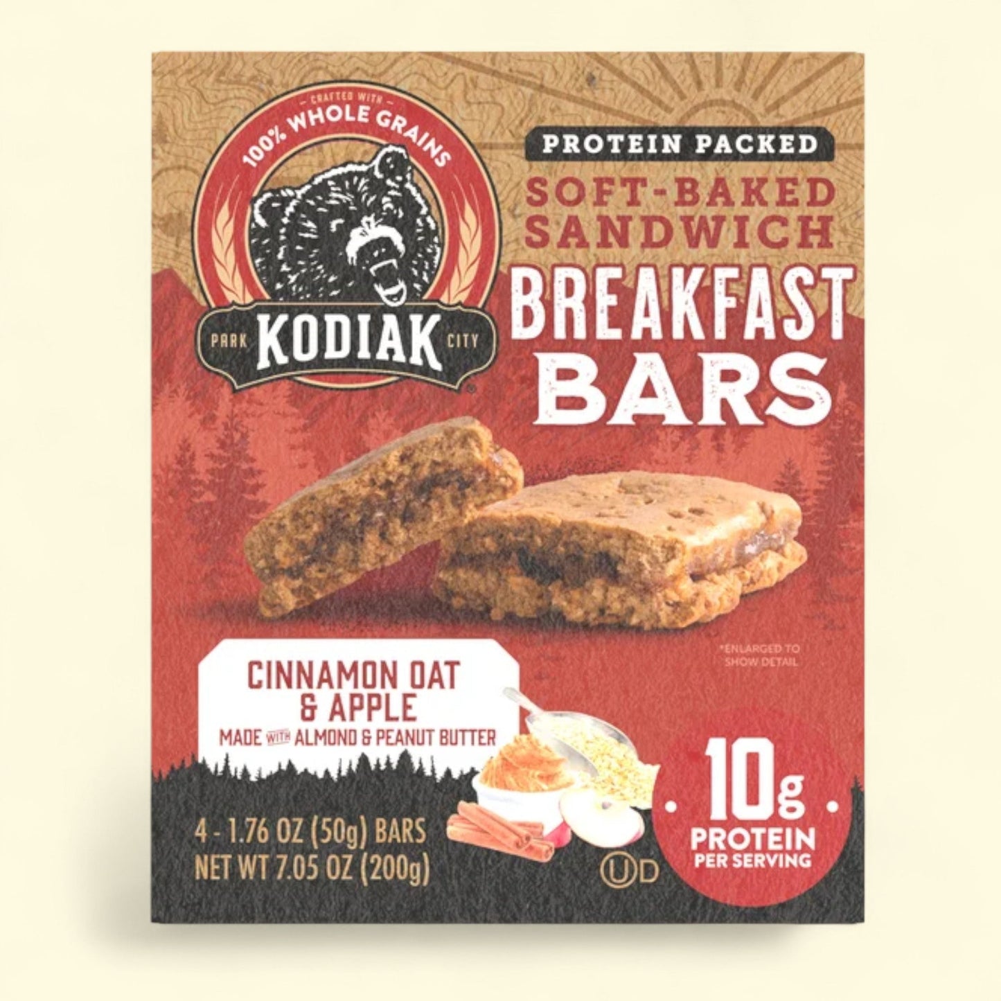 Kodiak Soft-Baked Sandwich Cinnamon Oat and Apple Protein Breakfast Bars, 1.76 oz, 4 Count Box -> Kodiak Cinnamon Oat and Apple Protein Breakfast Bars, 1.76 oz, 4 Count