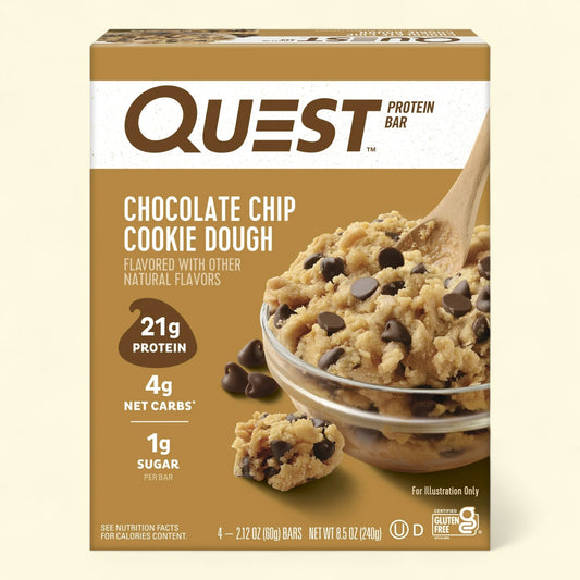 Quest Protein Bar, Chocolate Chip Cookie Dough, 4 Count