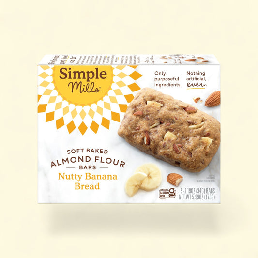 Simple Mills Almond Flour Bars, Nutty Banana Bread, 5 Count — authentic US product shipped worldwide by Treatspree