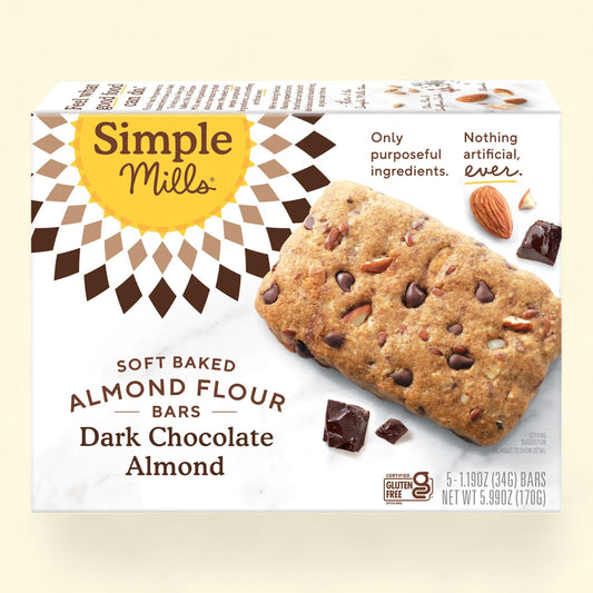 Simple Mills Almond Flour Bars, Dark Chocolate Almond, 5 Count