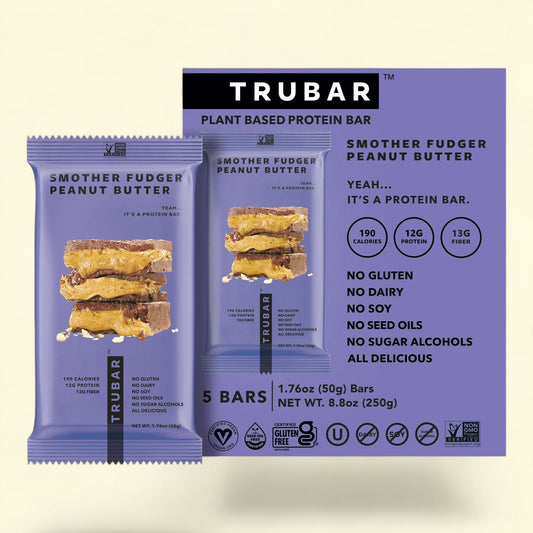 TRUBAR Protein Bar, Smother Fudger Peanut Butter, 5 Count
