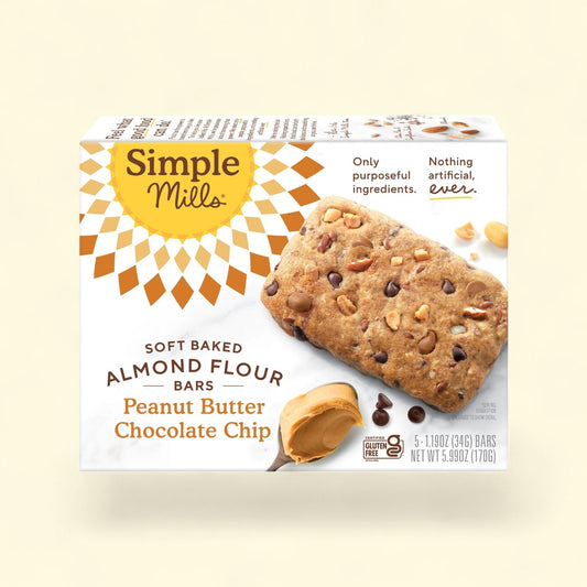 Simple Mills Almond Flour Bars, Peanut Butter Chocolate Chip, 5 Count — authentic US product shipped worldwide by Treatspree