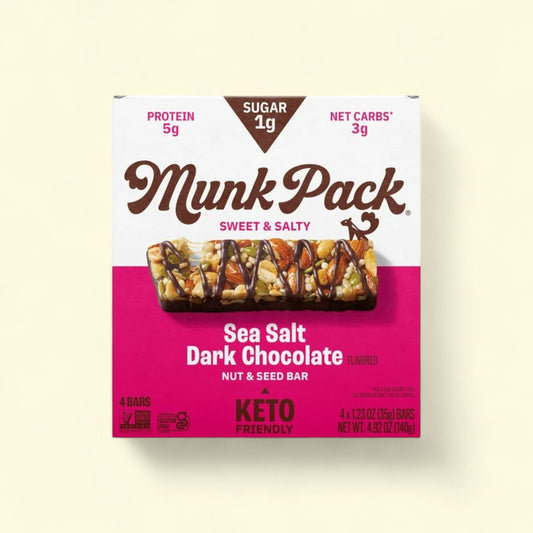 MUNK PACK Nut & Seed Bars, Sea Salt Dark Chocolate - 4 Count, 1.23oz — authentic US product shipped worldwide by Treatspree