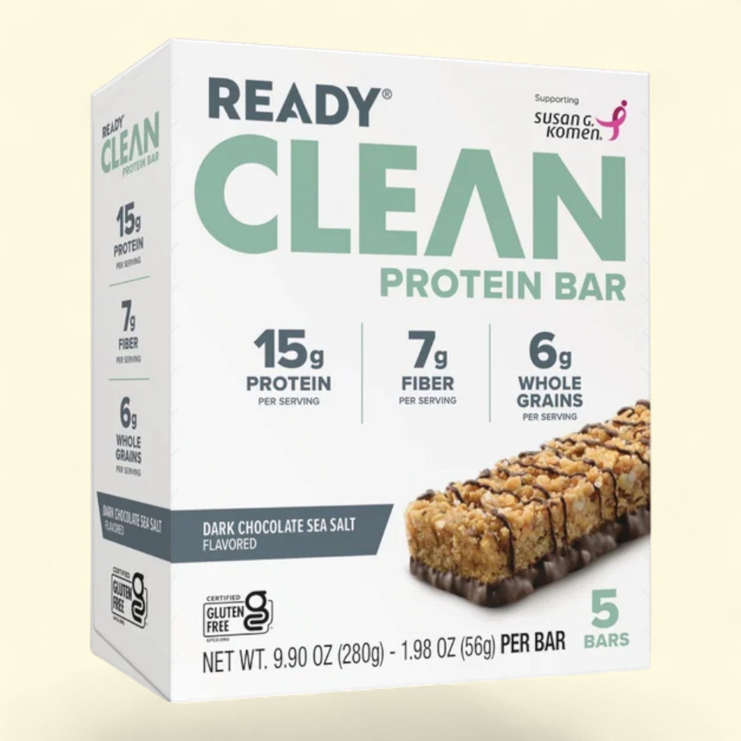 Ready Nutrition Dark Chocolate Sea Salt Clean Protein Bar, 5 Count
