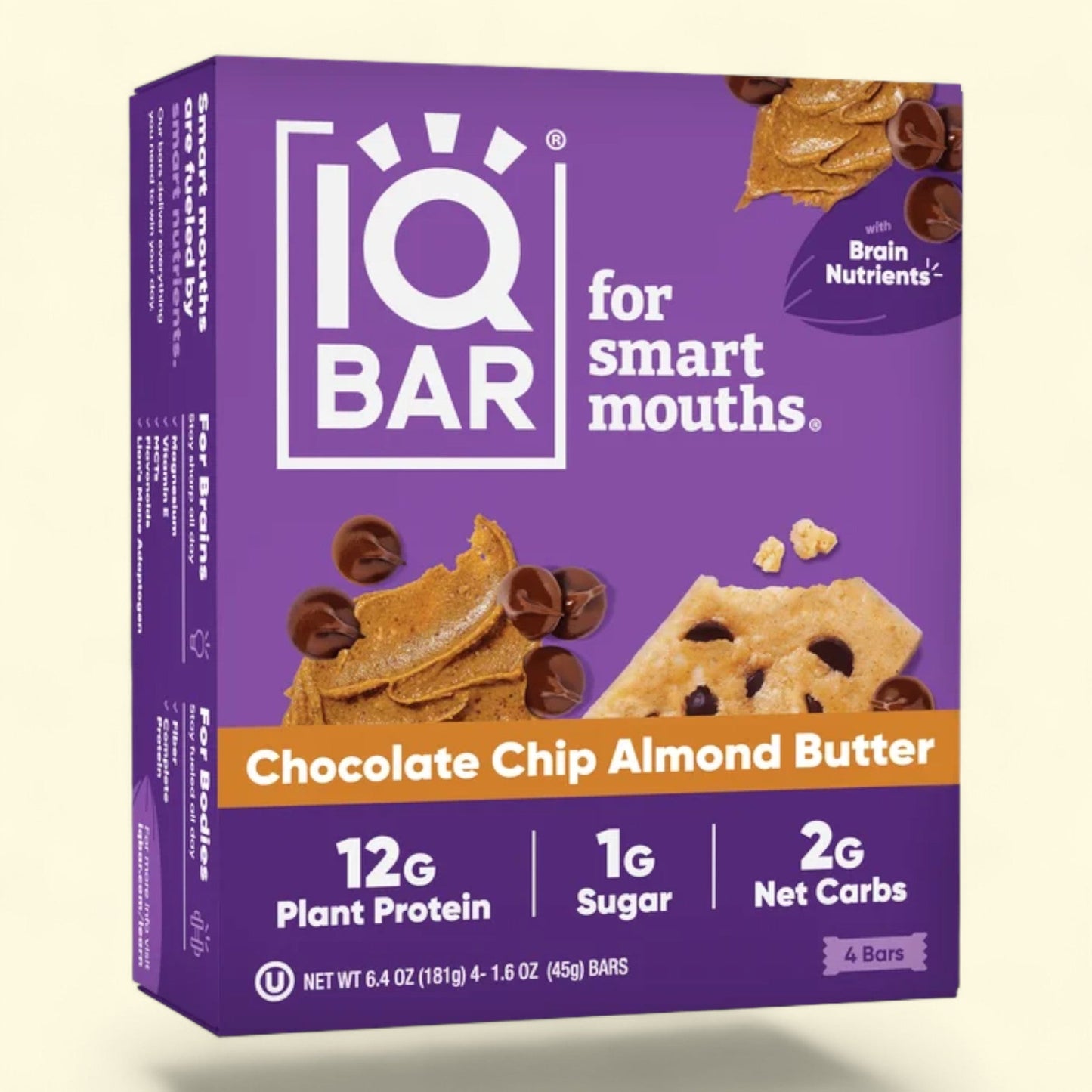 IQBAR Chocolate Chip Almond Butter Protein Bars, 4 Count