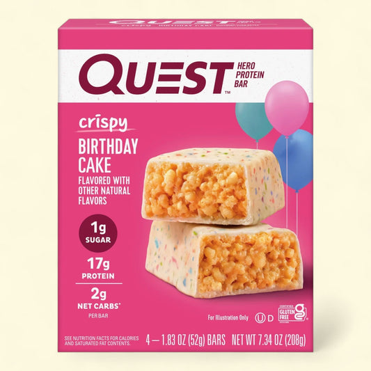 Quest Crispy Hero Protein Bar, Birthday Cake Flavor, 4 Count