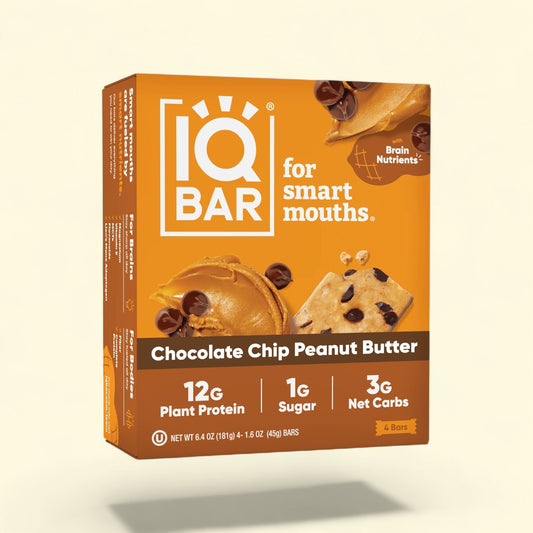 IQBAR Chocolate Chip Peanut Butter Protein Bars, 4 Count — authentic US product shipped worldwide by Treatspree