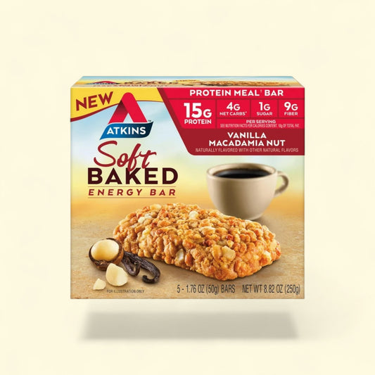 Atkins Protein-Rich Meal Bar, Soft Baked Vanilla Macadamia Nut Bar,... — authentic US product shipped worldwide by Treatspree