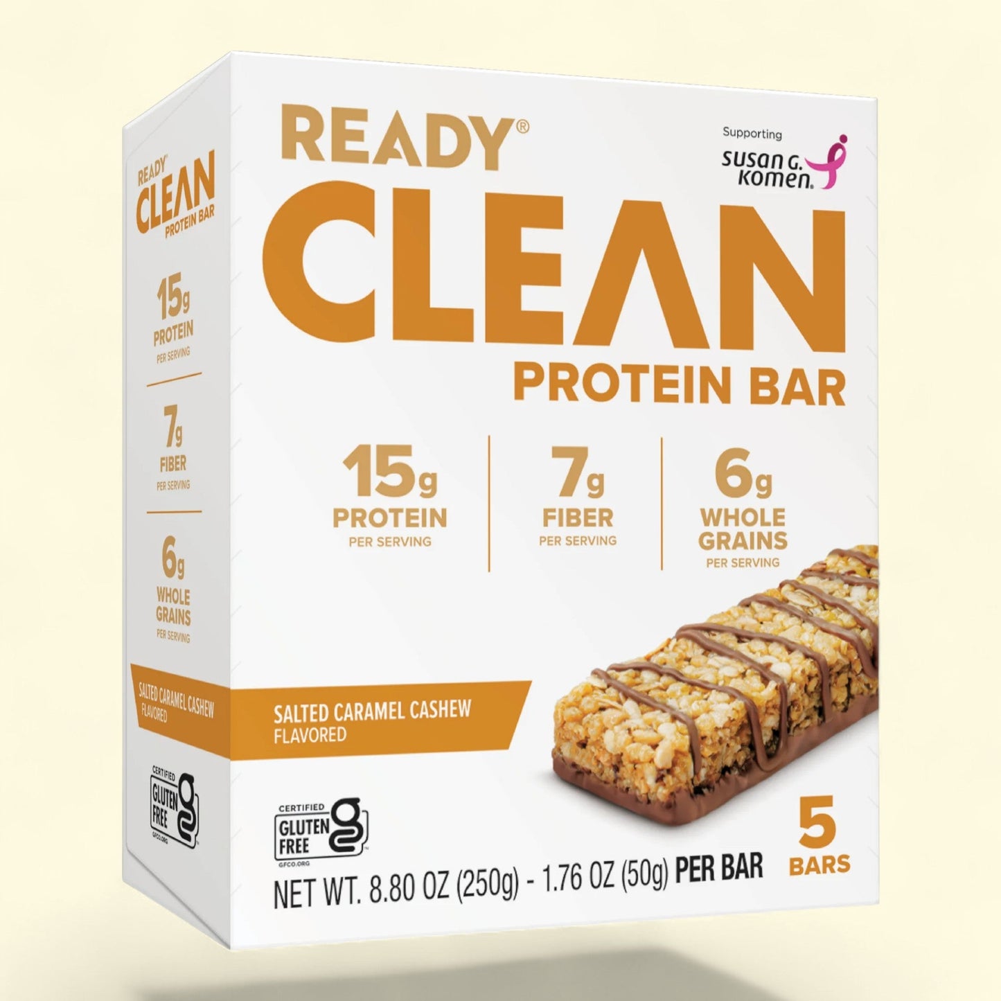 Ready Clean Protein Bar, Salted Caramel Cashew, 5 Count Bars