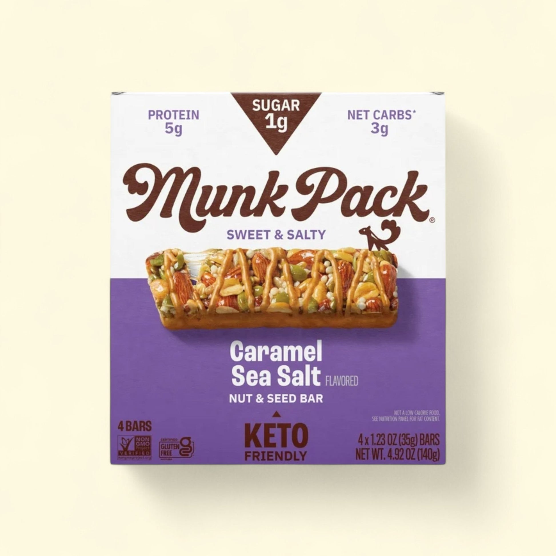 MUNK PACK Nut & Seed Bars, Caramel Sea Salt - 4 Count, 1.23oz — authentic US product shipped worldwide by Treatspree