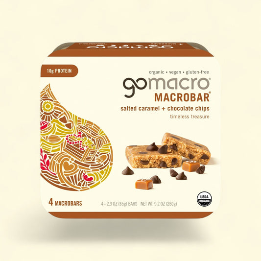 GoMacro MacroBar, Salted Caramel + Chocolate Chips, 4ct — authentic US product shipped worldwide by Treatspree