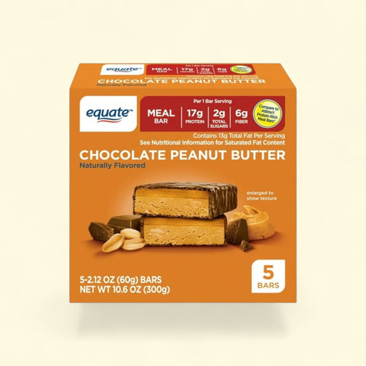 Equate Meal Bar, Chocolate Peanut Butter, 5 Ct — authentic US product shipped worldwide by Treatspree