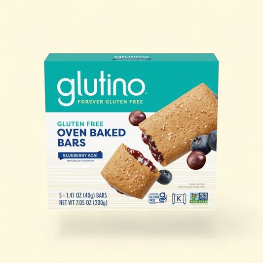 Glutino Blueberry Acai Flavored Oven Baked Bars, 7.05 oz. 5-Count — authentic US product shipped worldwide by Treatspree