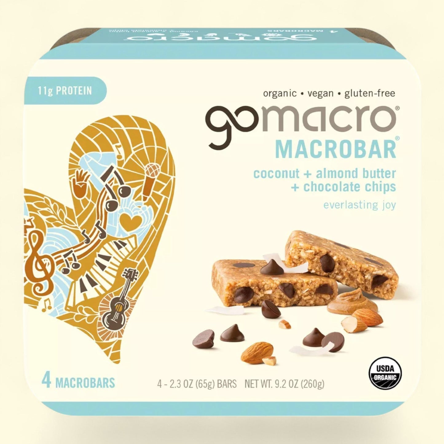 GoMacro MacroBar, Coconut + Almond Butter + Chocolate Chips, 4ct/7.1oz