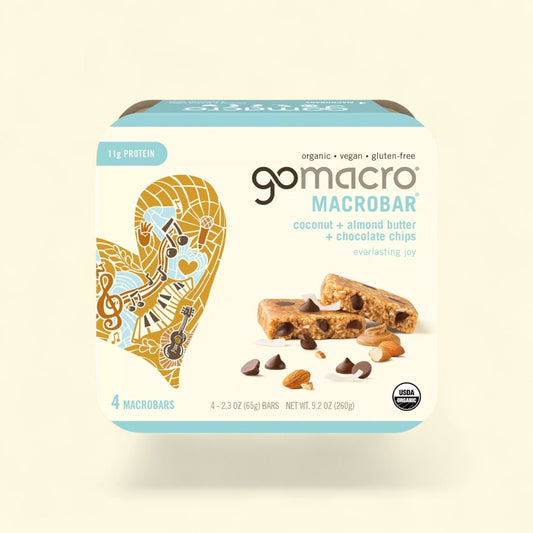 GoMacro MacroBar, Coconut + Almond Butter + Chocolate Chips, 4ct/7.1oz — authentic US product shipped worldwide by Treatspree