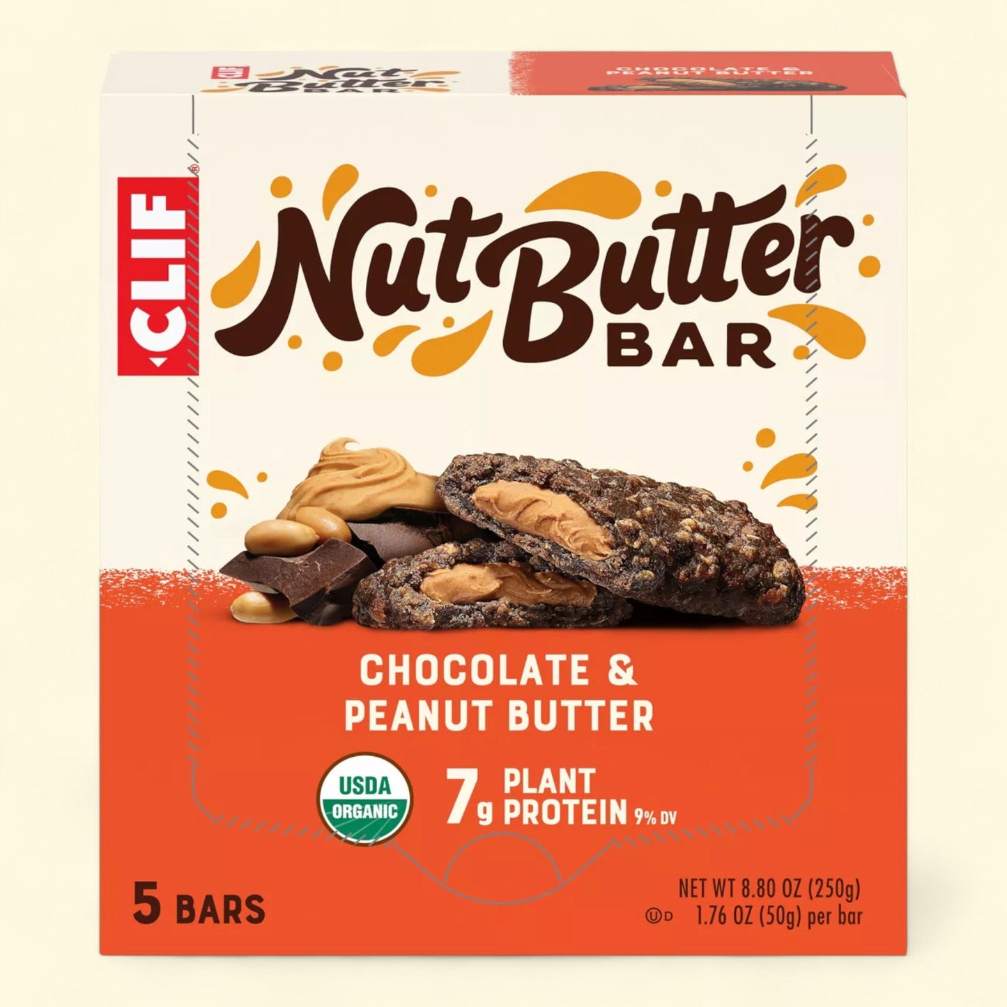 CLIF Nut Butter Bar, Chocolate Peanut Butter, 8.8oz/5ct
