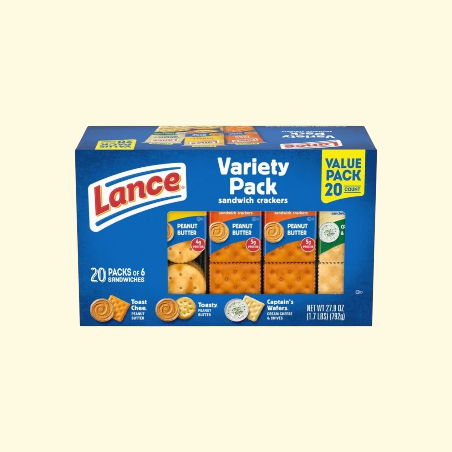 Lance Sandwich Crackers, Variety Pack, 20 Individually Wrapped Pack... — authentic US product shipped worldwide by Treatspree