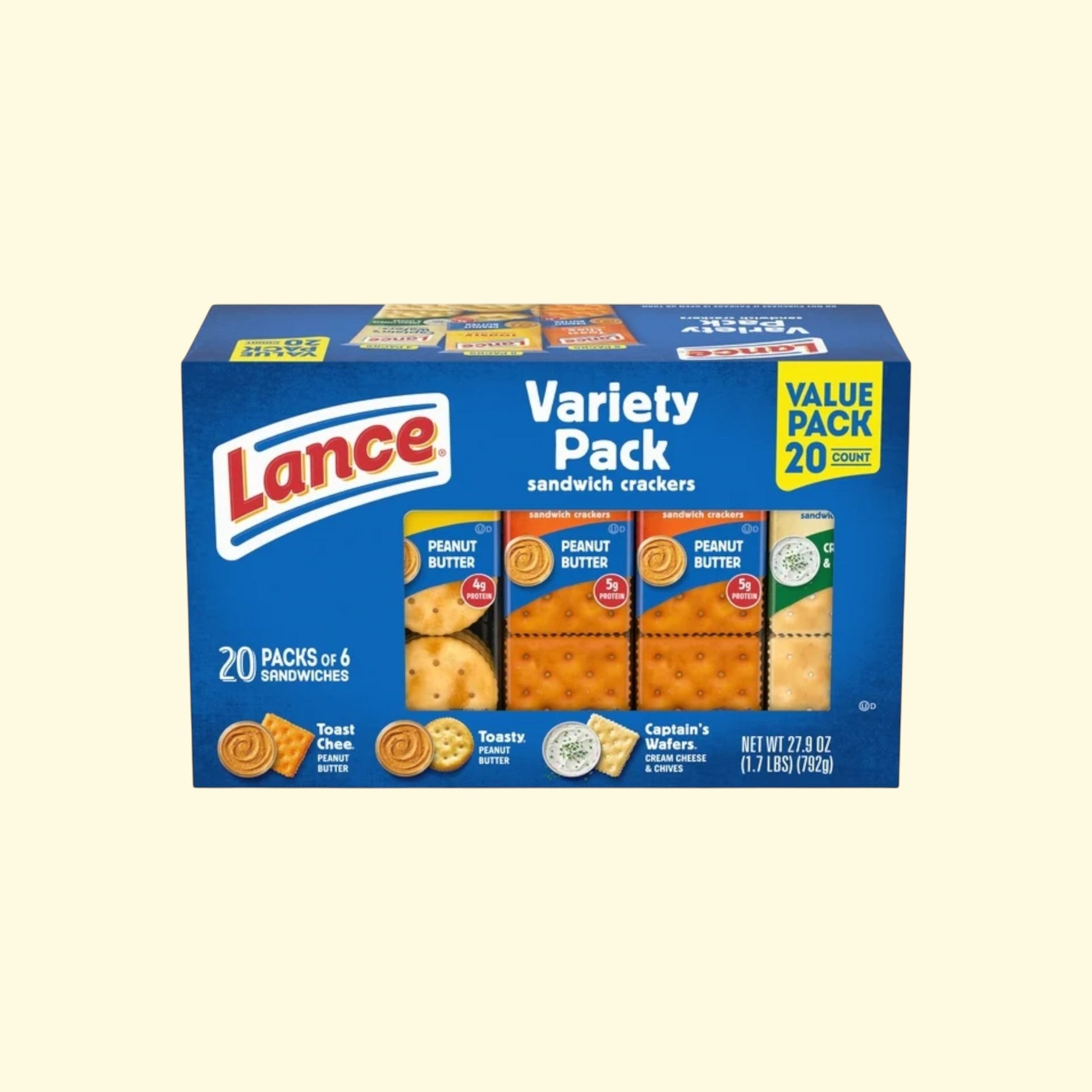 Lance Sandwich Crackers, Variety Pack, 20 Individually Wrapped Pack... — authentic US product shipped worldwide by Treatspree