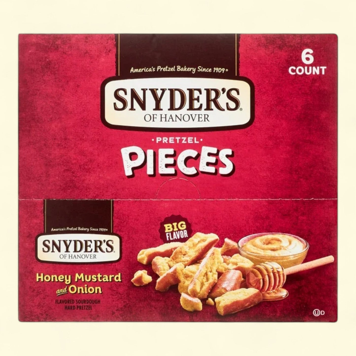 Morceaux de bretzel Snyder's of Hanover, moutarde au miel et oignon, 92 g, paquet de 6