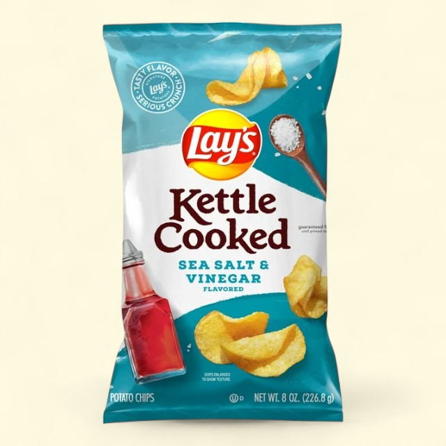 Lay's Kettle Cooked Sea Salt & Vinegar Potato Chips, 8 oz