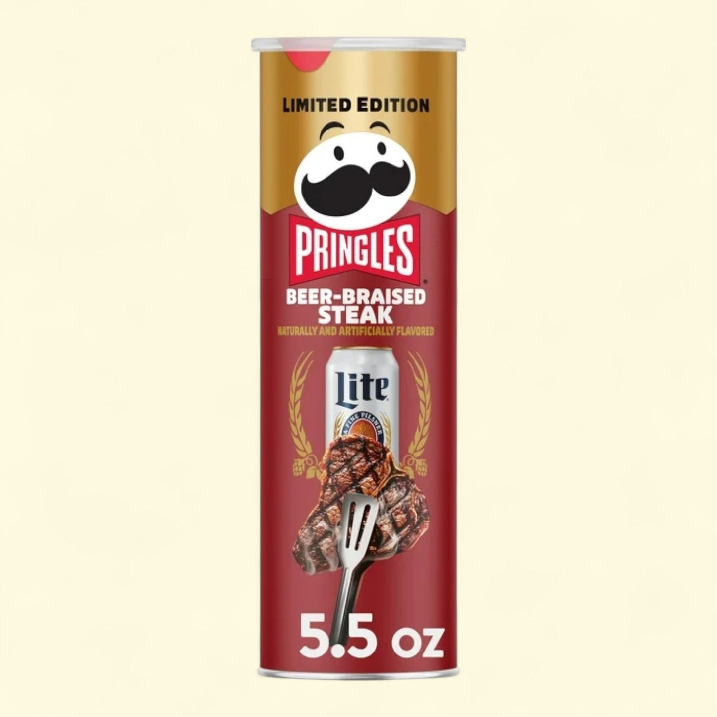 Pringles, Miller Lite Beer-Braised Steak Potato Crisps Chips, 5.5 oz