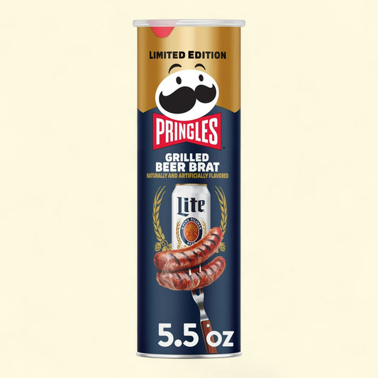 Pringles Miller Lite Grilled Beer Brat Potato Crisps Chips, 5.5 oz