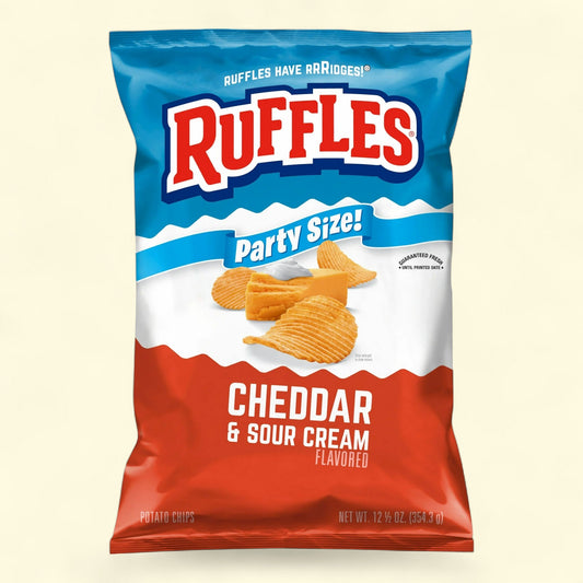 Ruffles Potato Chips, Cheddar & Sour Cream, Party Size, 12.5 oz