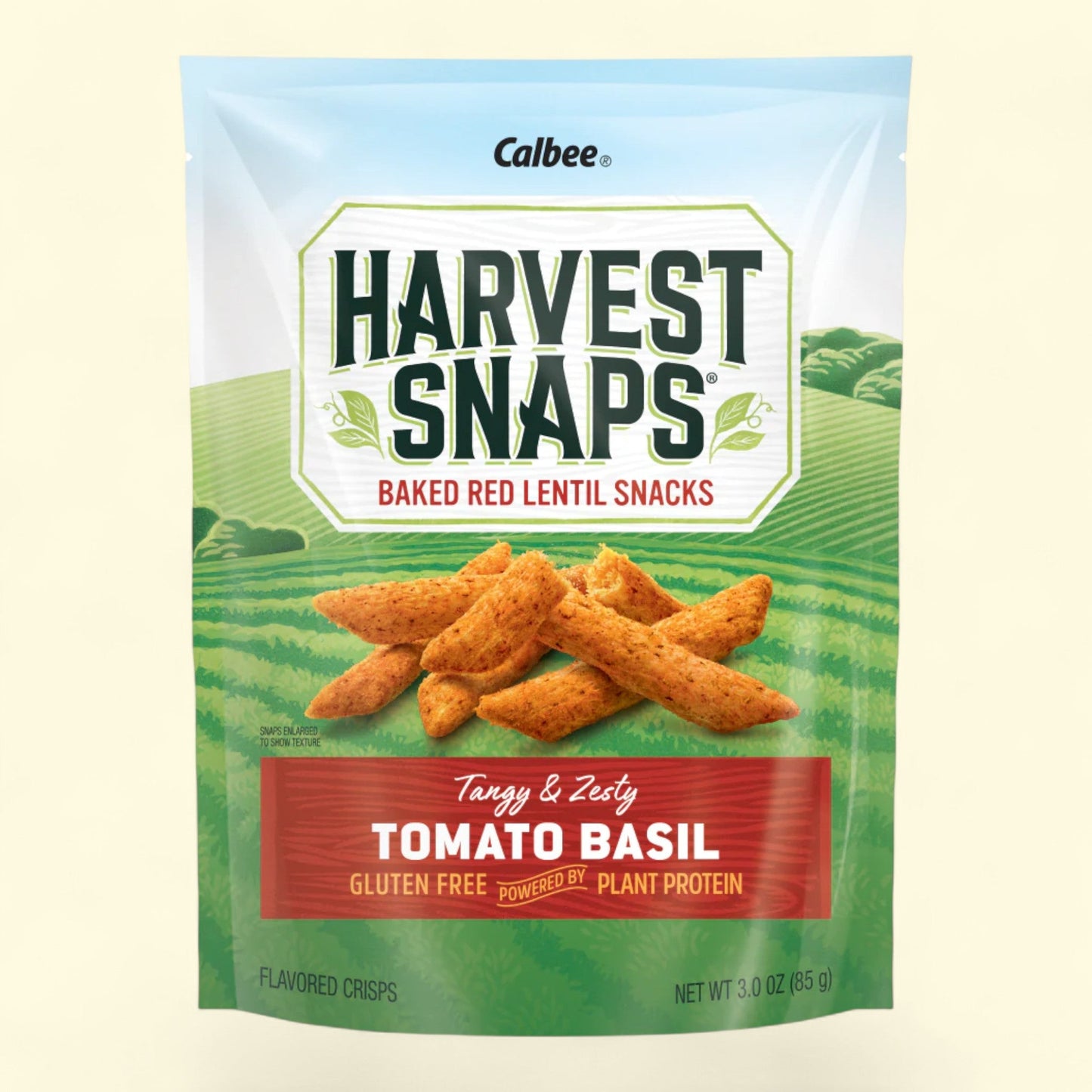 Calbee Harvest Snaps Tomato Basil Red Lentil Bean Crisps, 3.3 oz — authentic US product shipped worldwide by Treatspree