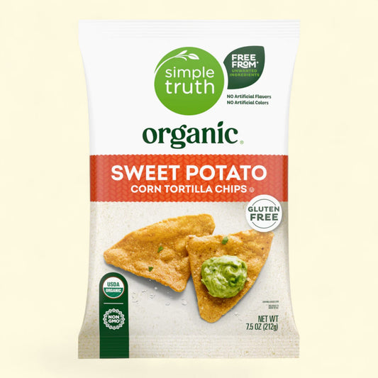 Chips de tortilla au maïs et à la patate douce bio Simple Truth, 210 g