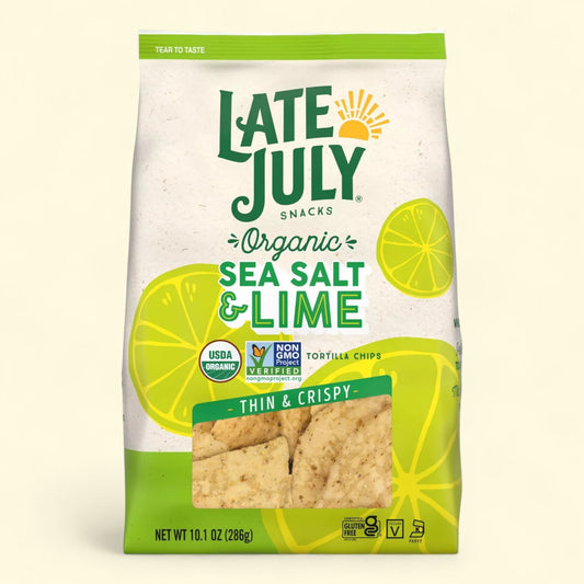 Snacks de fin juillet : chips tortilla au sel de mer et au citron vert, 285 g
