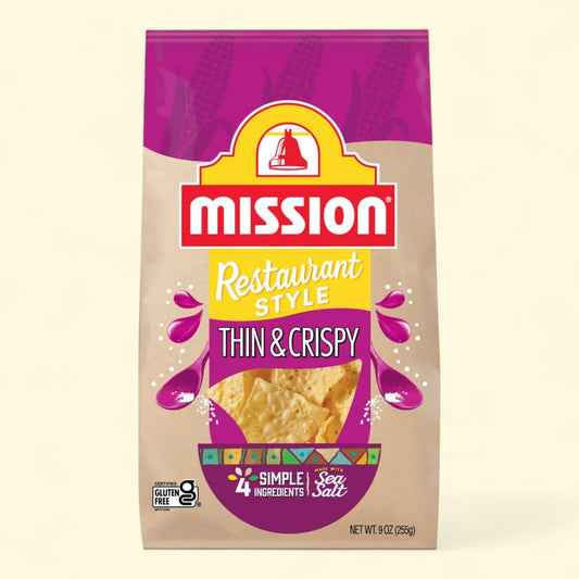Chips de tortilla au maïs jaune Mission Thin & Crispy, 255 g