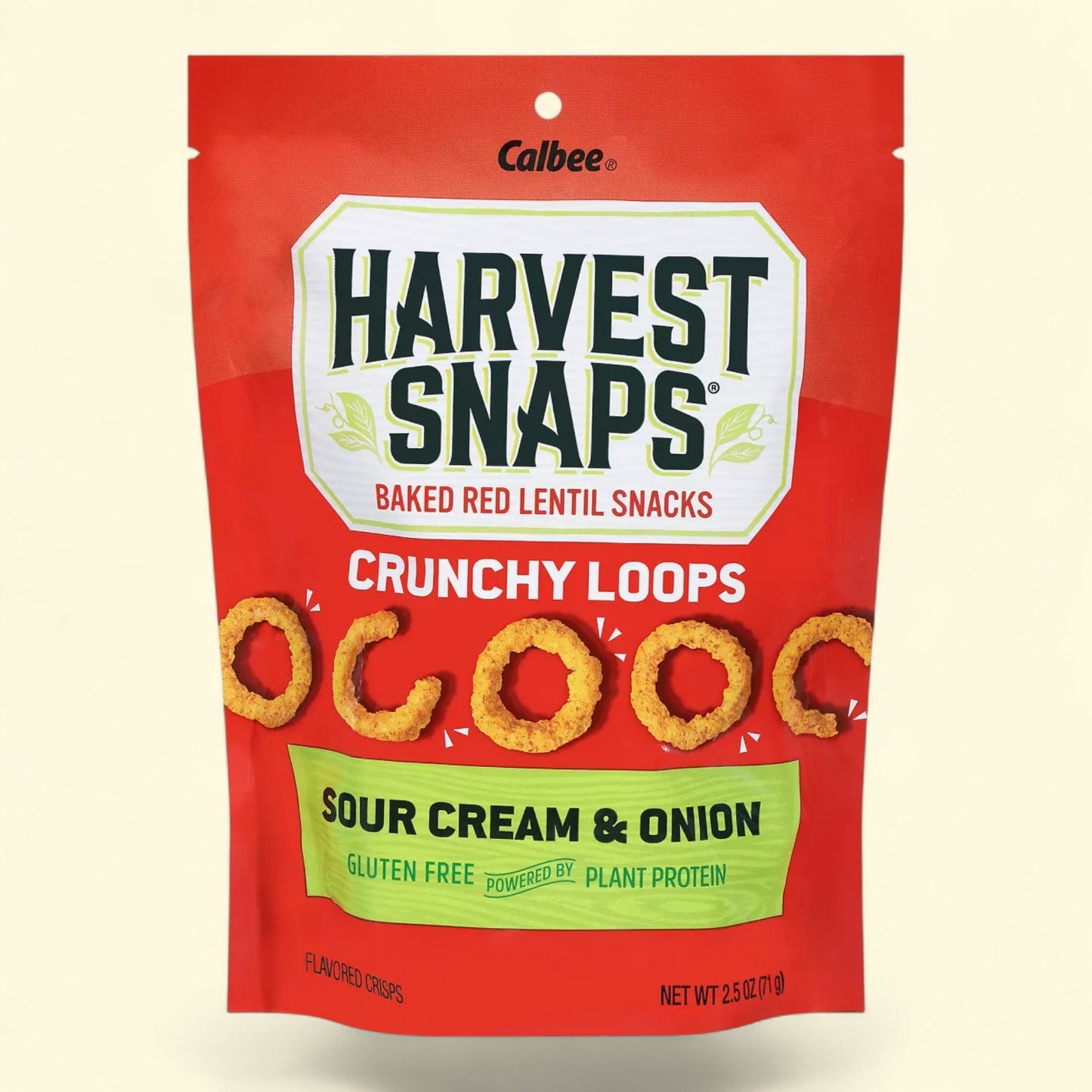 Harvest Snaps Crunchy Loops Sour Cream & Onion Baked Red Lentil Snacks, 2.5oz