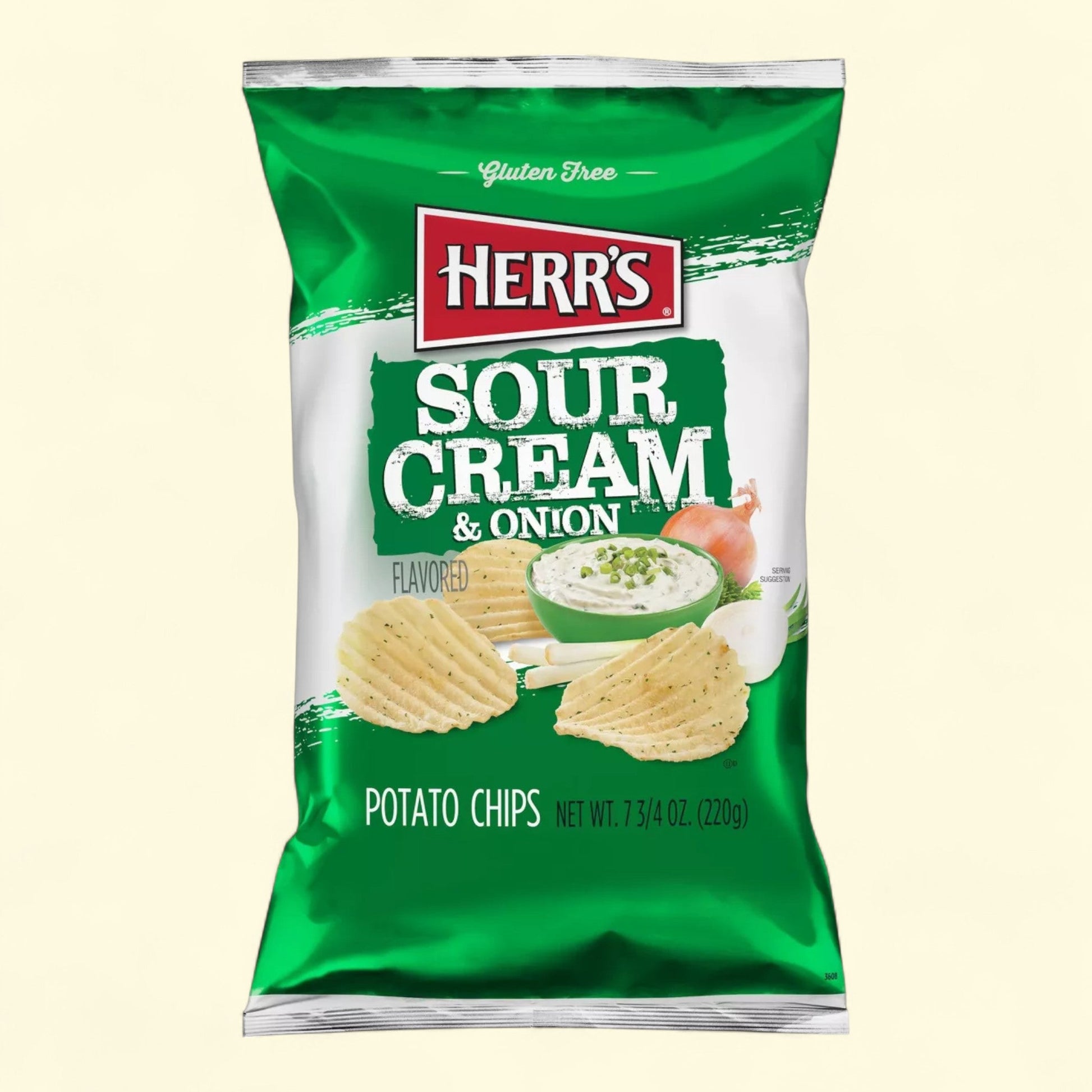 Herr's Sour Cream & Onion Ripple Potato Chips, 7.75oz