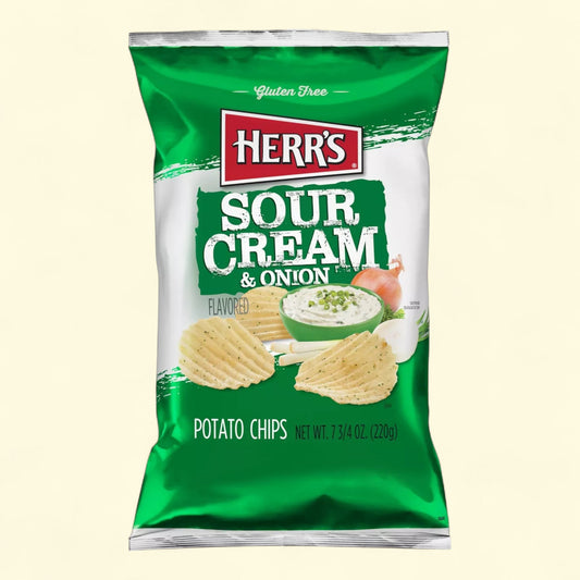 Herr's Sour Cream & Onion Ripple Potato Chips, 7.75oz