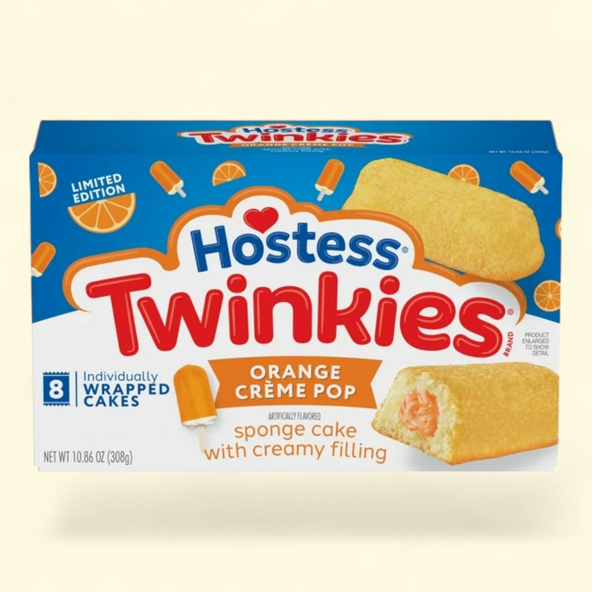 HOSTESS Orange Crème Pop TWINKIES, 8 ct, 10.86 oz. — authentic US product shipped worldwide by Treatspree