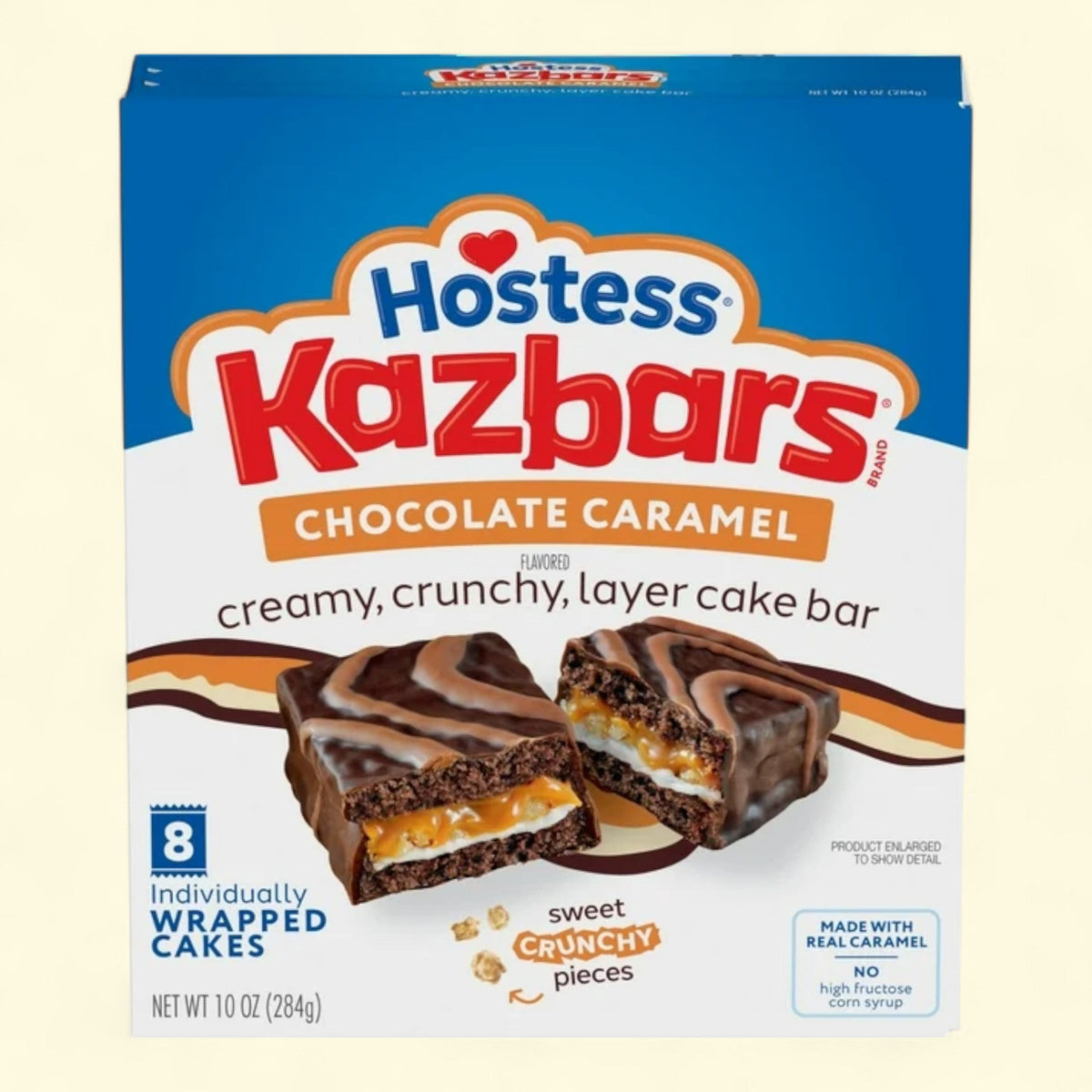 Hostess Kazbars Layer Cake Bars, Chocolate Caramel Flavor, 10 oz — authentic US product shipped worldwide by Treatspree