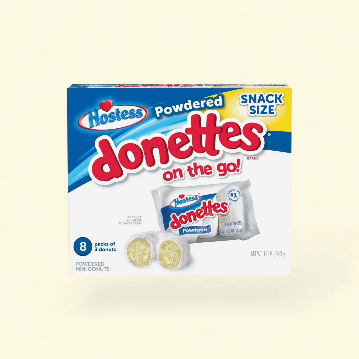 Hostess Powdered Donettes, 8 Count, 12.0 oz — authentic US product shipped worldwide by Treatspree