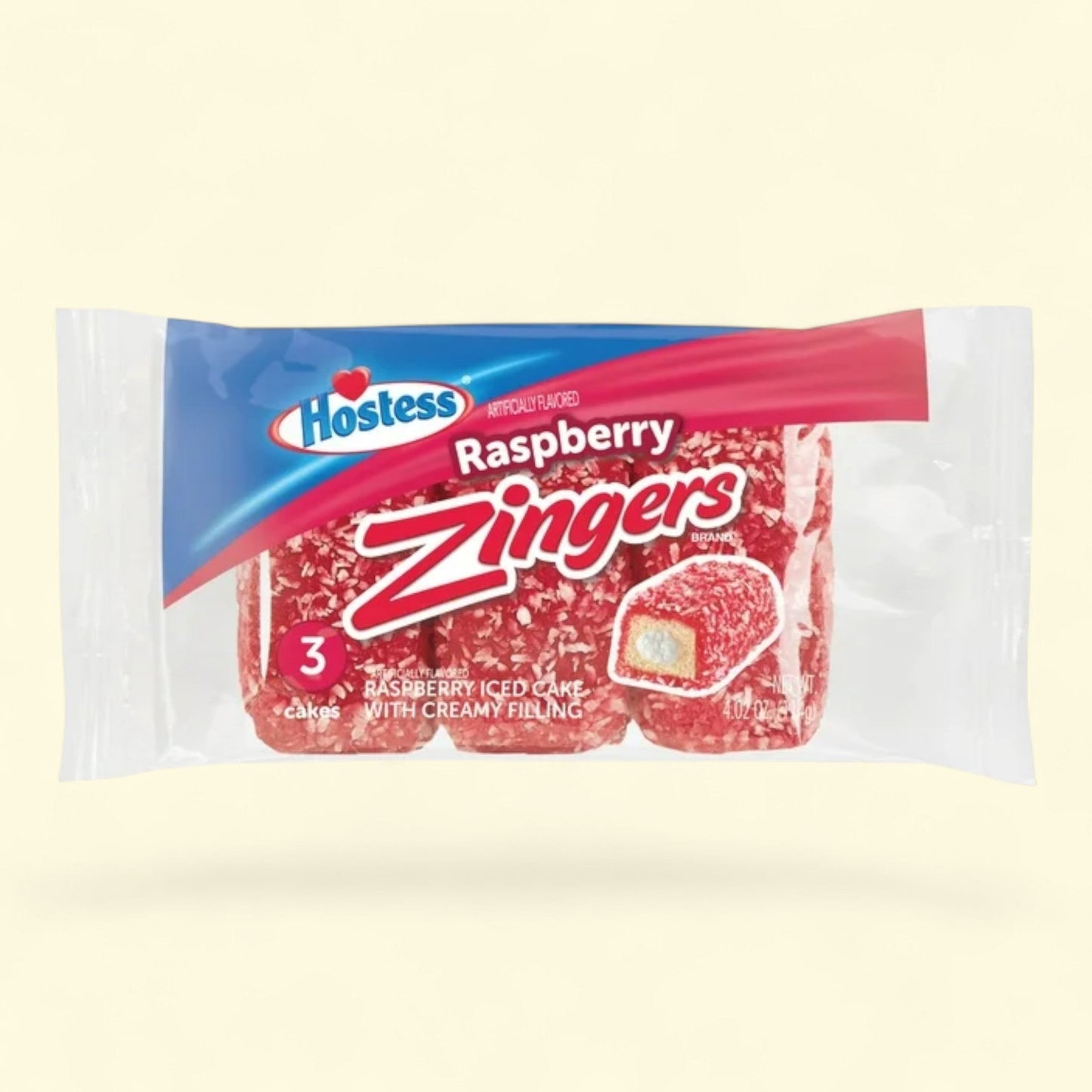 Hostess Raspberry Zingers, 3 Count, 4.02 oz — authentic US product shipped worldwide by Treatspree