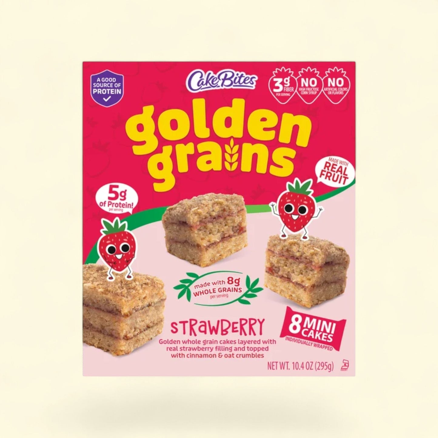 CakeBites Golden Grains Strawberry, 8 Mini Cakes, 10.4oz — authentic US product shipped worldwide by Treatspree