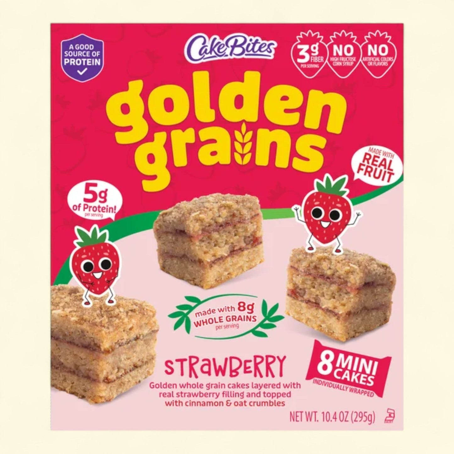CakeBites Golden Grains Strawberry, 8 Mini Cakes, 10.4oz