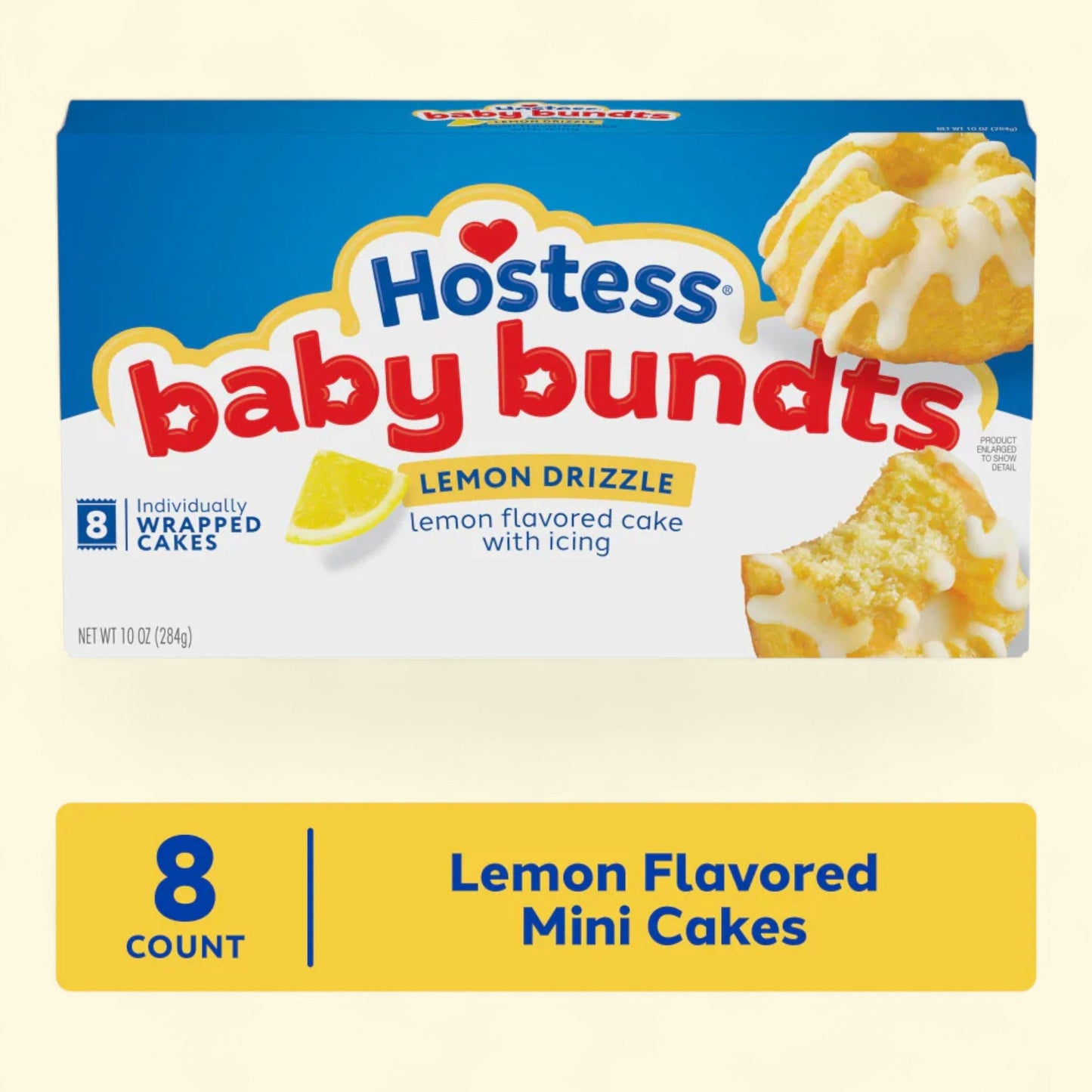 Hostess Baby Bundts, Lemon Drizzle Flavored, Mini Cakes, 8 count
